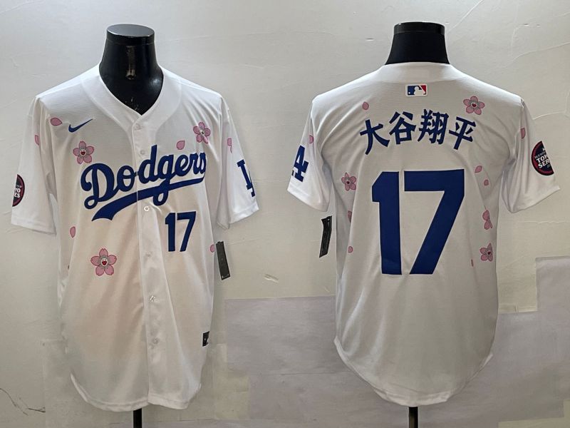 Men Los Angeles Dodgers #17 Ohtani White Sakura Edition 2025 Nike MLB Jersey style 3205->los angeles dodgers->MLB Jersey